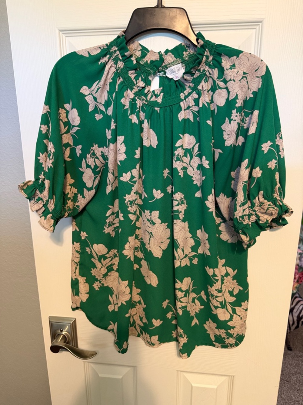 Sienna Sky Green Floral Ruffle Neck Blouse